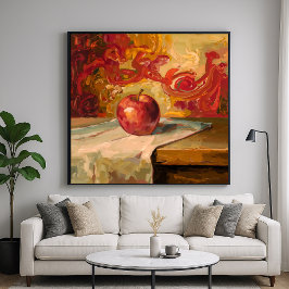 Red Apple - Retuschierstil Stillleben Kunst Poster