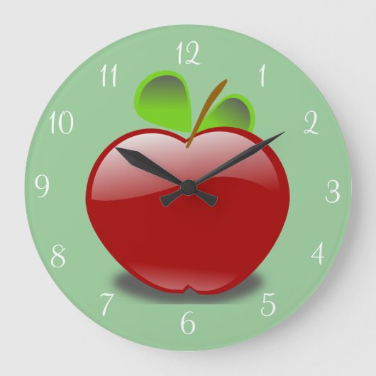 Red Apple Round Wall Clock Große Wanduhr (Vorderseite)