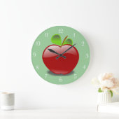 Red Apple Round Wall Clock Große Wanduhr (Zuhause)