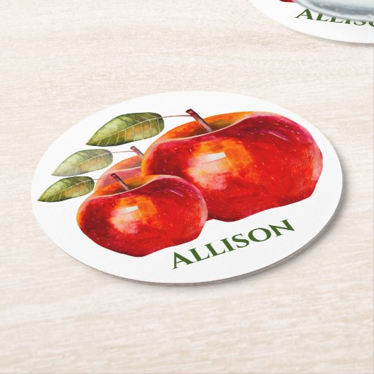 Red Apple Runder Pappuntersetzer (Angewinkelt)