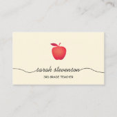 Red Apple School Lehrer einfach blass gelb Visitenkarte (Vorderseite)