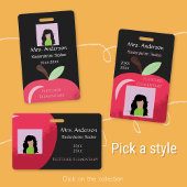 Red Apple School Mitarbeiter Horizontal Black ID A Ausweis