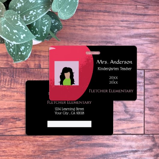 Red Apple School Mitarbeiter Horizontal Black ID A Ausweis