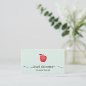 Red Apple School Teacher Simple Light Aqua Visitenkarte (Stehend Vorderseite)