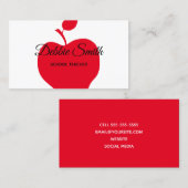 Red Apple School Teacher Visitenkarte (Vorne/Hinten)