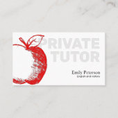 Red Apple Sketch Private Tutor Modern White Visitenkarte (Vorderseite)