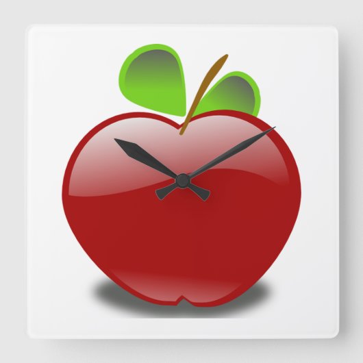 Red Apple Square Wall Quadratische Wanduhr (Vorderseite)