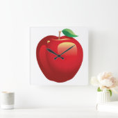 Red Apple Square Wall Quadratische Wanduhr (Zuhause)