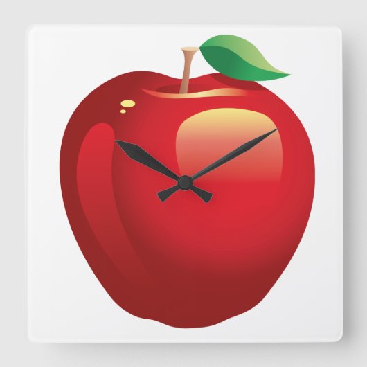 Red Apple Square Wall Quadratische Wanduhr (Vorderseite)