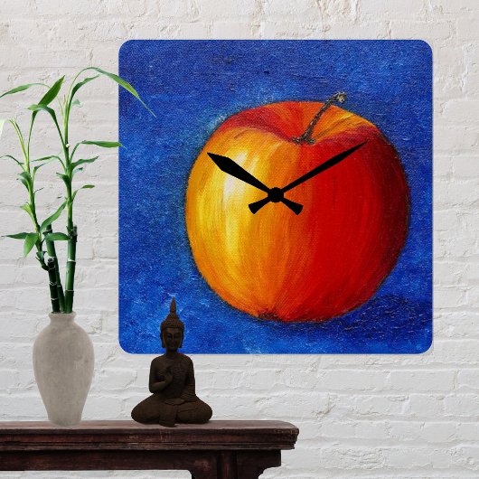 Red Apple - Stillleben Quadratische Wanduhr