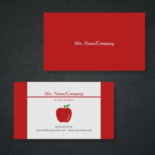 Red Apple Teacher Business Card Visitenkarte