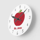 Red Apple Teacher Clock Runde Wanduhr (Winkel)
