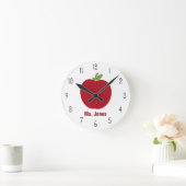 Red Apple Teacher Clock Runde Wanduhr (Zuhause)