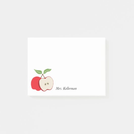 Red Apple Teacher Name 4 x 3 Post-it Klebezettel (Vorderseite)