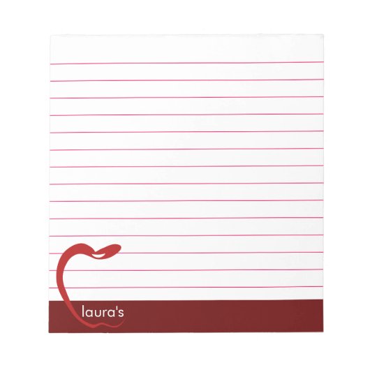 Red Apple Teacher Personalisiert Classic Lines reg Notizblock (Vorderseite)