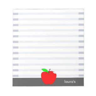 Red Apple Teacher Personalisiert Grau Linien Memop Notizblock