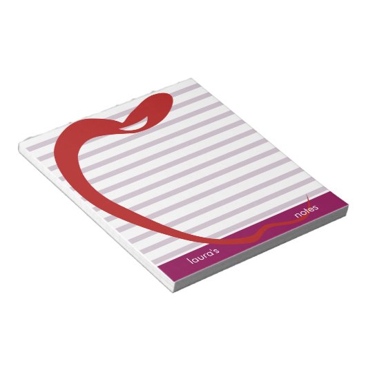 Red Apple Teacher Personalisiert Pink Lines Notizblock (angewinkelt)