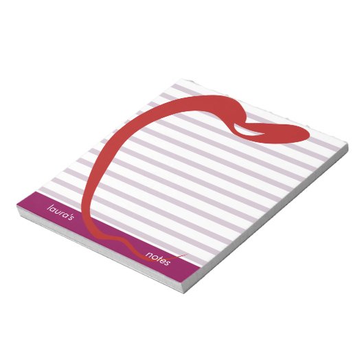 Red Apple Teacher Personalisiert Pink Lines Notizblock (Rotiert)