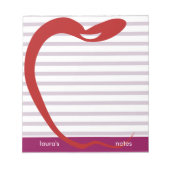Red Apple Teacher Personalisiert Pink Lines Notizblock (Vorderseite)