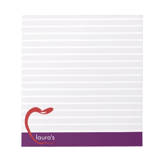 Red Apple Teacher Personalisiert Strip Notepad Notizblock (Vorderseite)