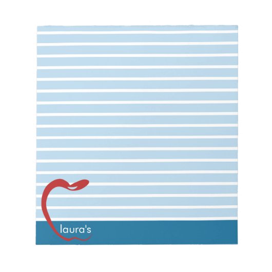 Red Apple Teacher Personalisiert Strip Notepad Notizblock (Vorderseite)