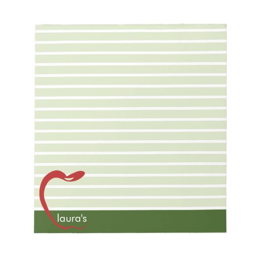 Red Apple Teacher Personalisiert Strip Notepad Notizblock (Vorderseite)