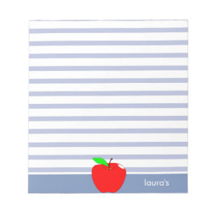 Red Apple Teacher Personalisiert Striped Memopad Notizblock