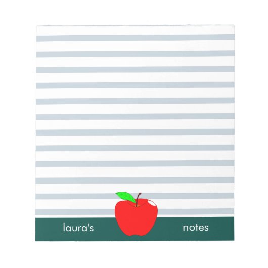 Red Apple Teacher Personalisierte grüne Linien Notizblock (Vorderseite)