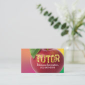 Red Apple Tutor Pnk Orange Business Card Visitenkarte (Stehend Vorderseite)