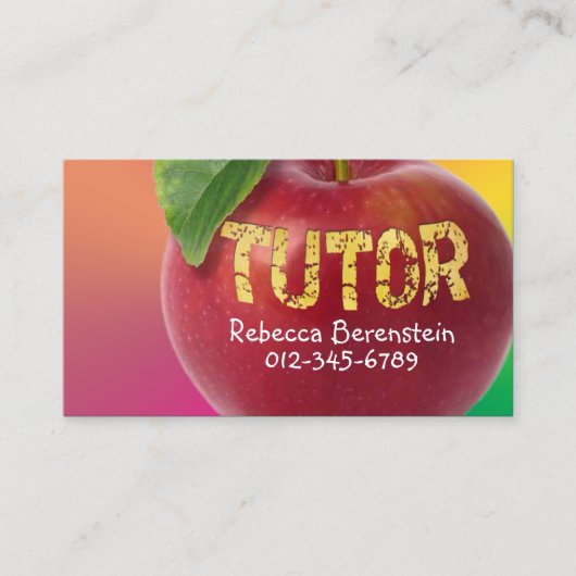 Red Apple Tutor Pnk Orange Business Card Visitenkarte (Vorderseite)