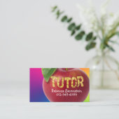 Red Apple Tutor Red Blue Business Card Visitenkarte (Stehend Vorderseite)