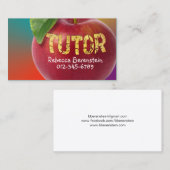 Red Apple Tutor Turquoise Orange Business Card Visitenkarte (Vorne/Hinten)