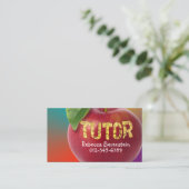Red Apple Tutor Turquoise Orange Business Card Visitenkarte (Stehend Vorderseite)