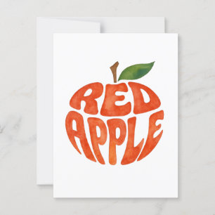 Red Apple Typografy Art, Apple Postkarte