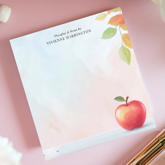 Red Apple und Herbst belassen Personalisiert Notizblock