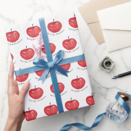 Red Apple Watercolor Illustration Mit Monogramm Geschenkpapier