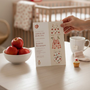 Red Apple Watercolor Kinderdusche Einladung
