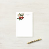 Red Apples Botanical Teacher Name 4x6 Post-it Klebezettel (Auf Schreibtisch)