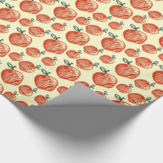Red Apples Doodle Muster Geschenkpapier (Ecke)