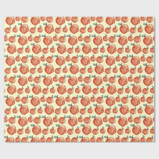Red Apples Doodle Muster Geschenkpapier (Flach)