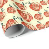 Red Apples Doodle Muster Geschenkpapier (Rolleneckpunkt)