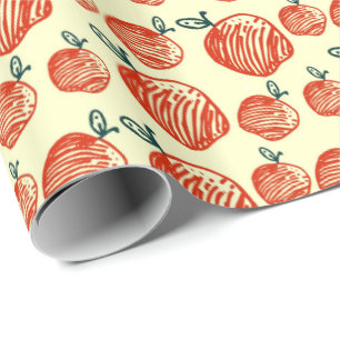 Red Apples Doodle Muster Geschenkpapier