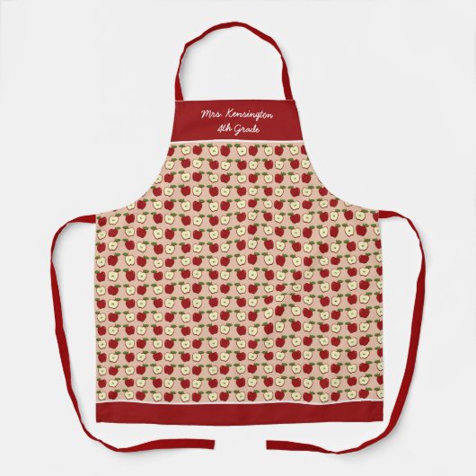 Red Apples Lehrer Schulmuster Personalisiert Schürze (Vorderseite)
