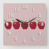Red Apples Wall Clock Quadratische Wanduhr (Vorderseite)