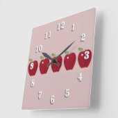Red Apples Wall Clock Quadratische Wanduhr (Winkel)