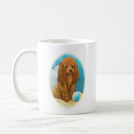 Red Apricot Poodle mit Ball Kaffeetasse (Links)