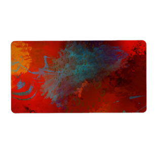 Red, Aqua & Gold Grunge Digitale Abstrakte Kunst