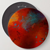 Red, Aqua & Gold Grunge Digitale Abstrakte Kunst Button (Vorne & Hinten)