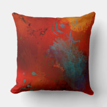 Red, Aqua & Gold Grunge Digitale Abstrakte Kunst