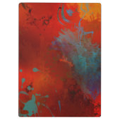 Red, Aqua & Gold Grunge Digitale Abstrakte Kunst Klemmbrett (Rückseite)